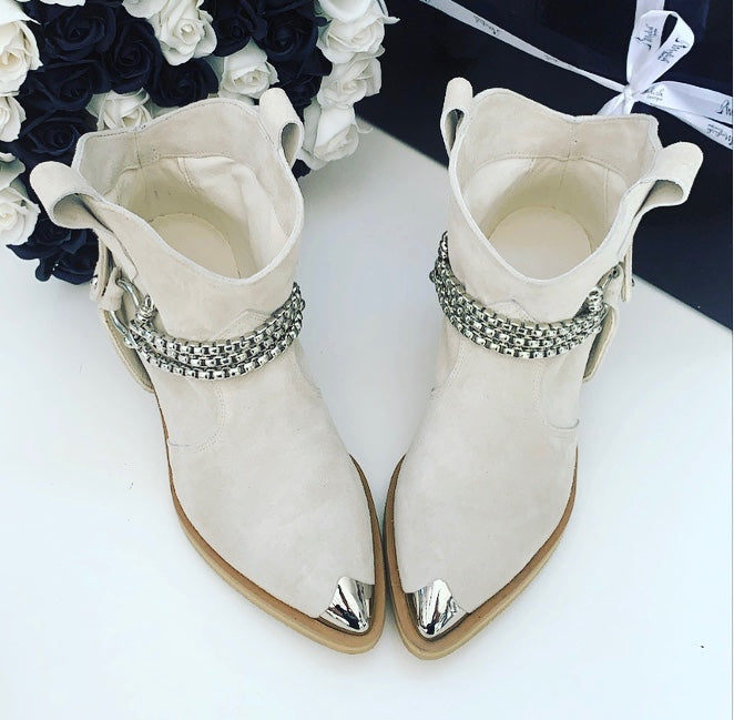 Ciocate / Botine Dama Din Piele Amber White