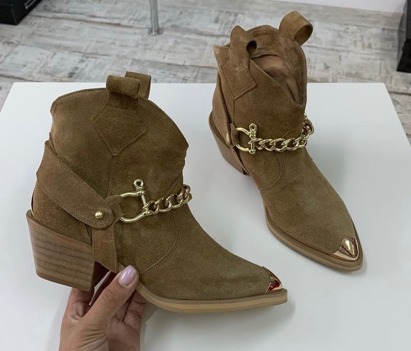 Ciocate / Botine Dama Din Piele Intoarsa Amber Sand