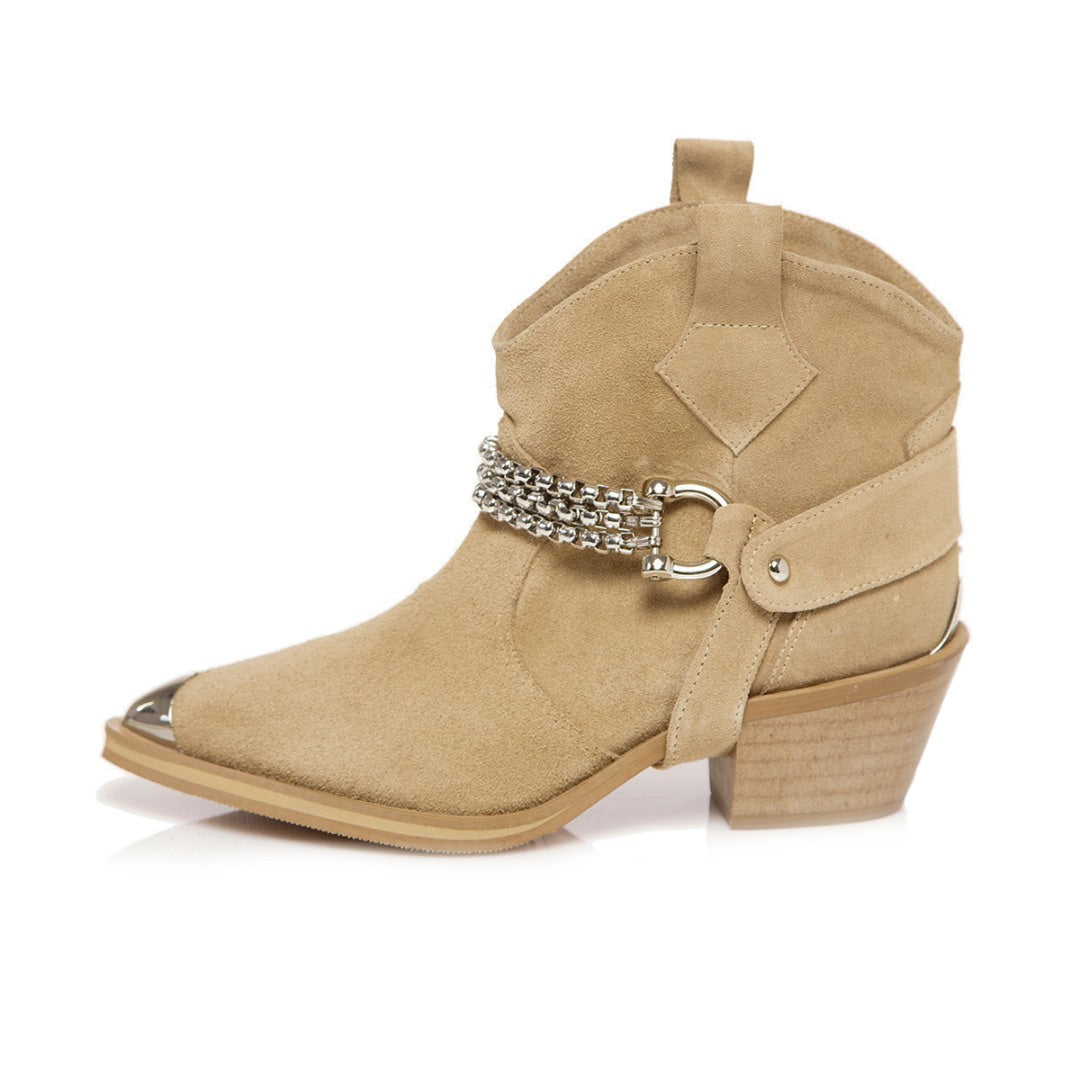 Ciocate / Botine Dama Din Piele Intoarsa Amber Sand
