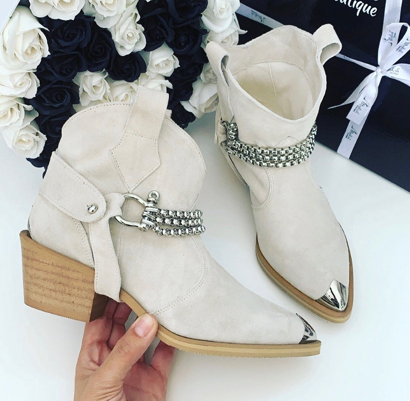 Ciocate / Botine Dama Din Piele Amber White