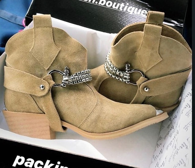 Ciocate / Botine Dama Din Piele Intoarsa Amber Sand
