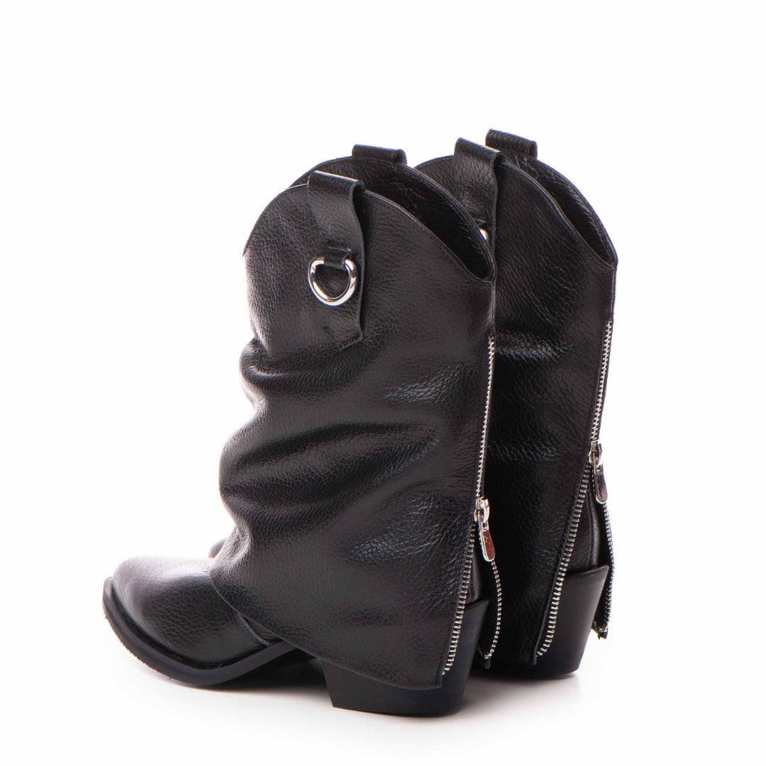 Ciocate din piele cu fermoar metalic Black Quinn