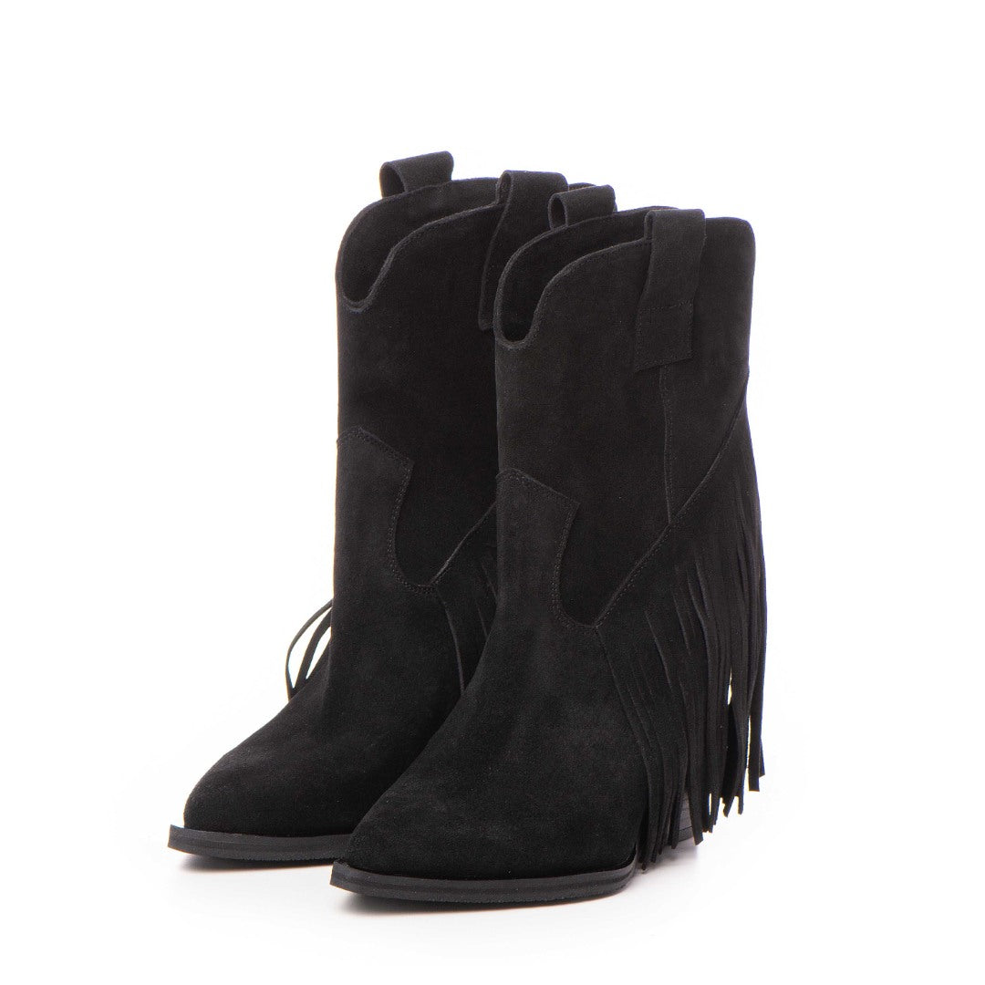 Ciocate / Botine Dama Basma Black cu franjuri