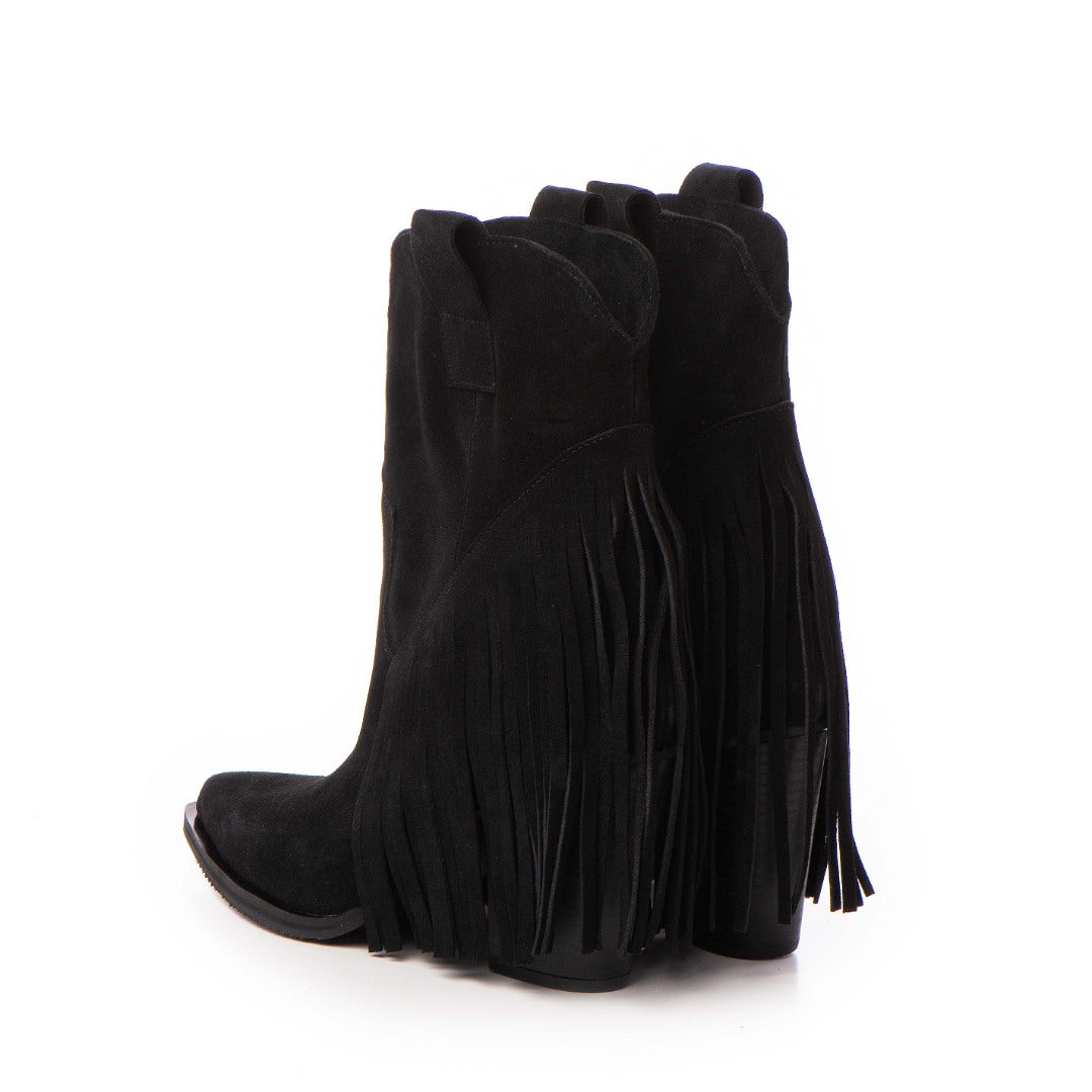 Ciocate / Botine Dama Basma Black cu franjuri