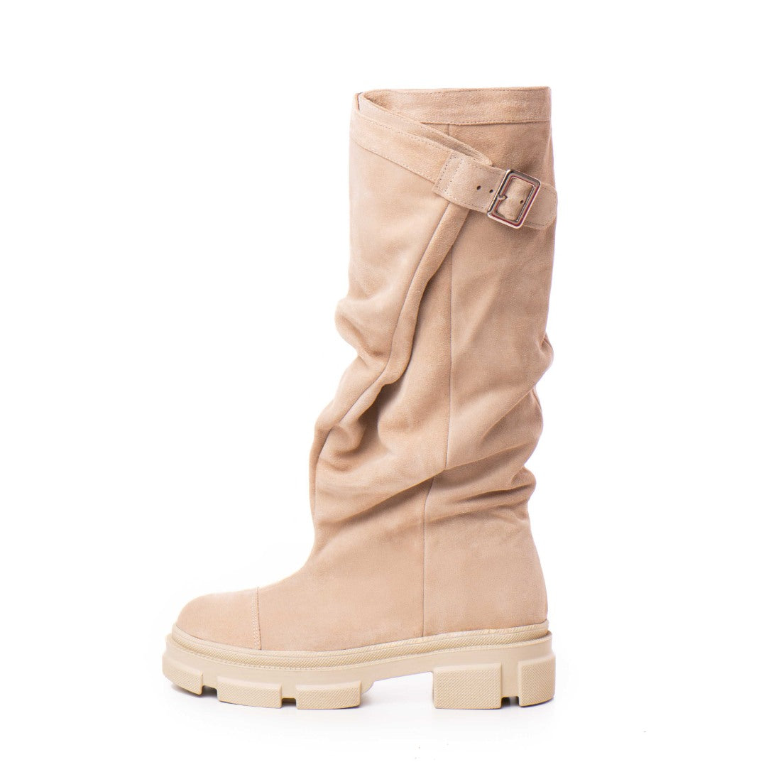 Bocanci piele naturala de dama fronsate Trisha Sand