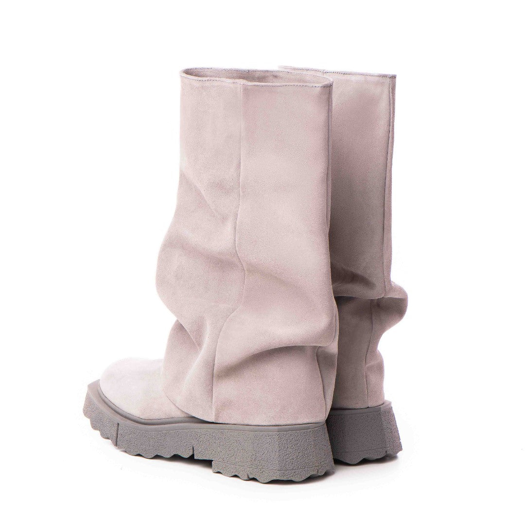 Bocanci Inalti Dama Sabug Grey din Piele