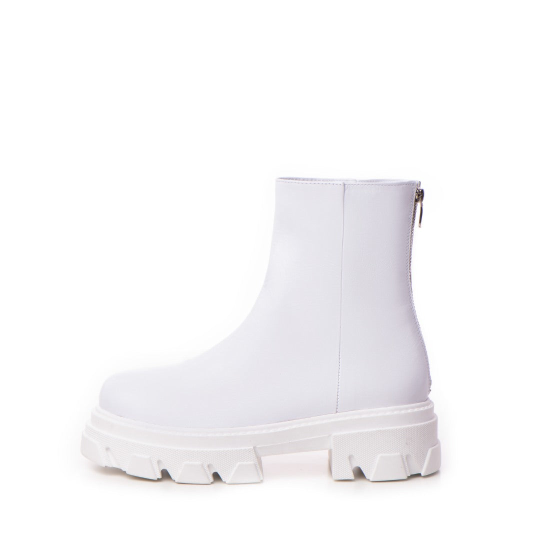 Bocanci Inalti Dama Trikki White din Piele