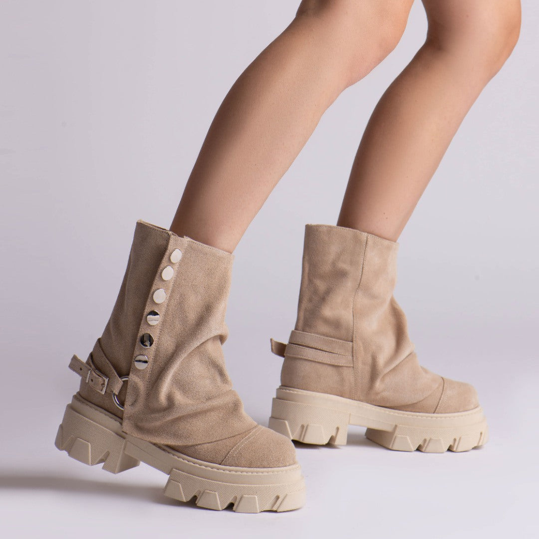 Bocanci Dama Supreme Sand din piele naturala