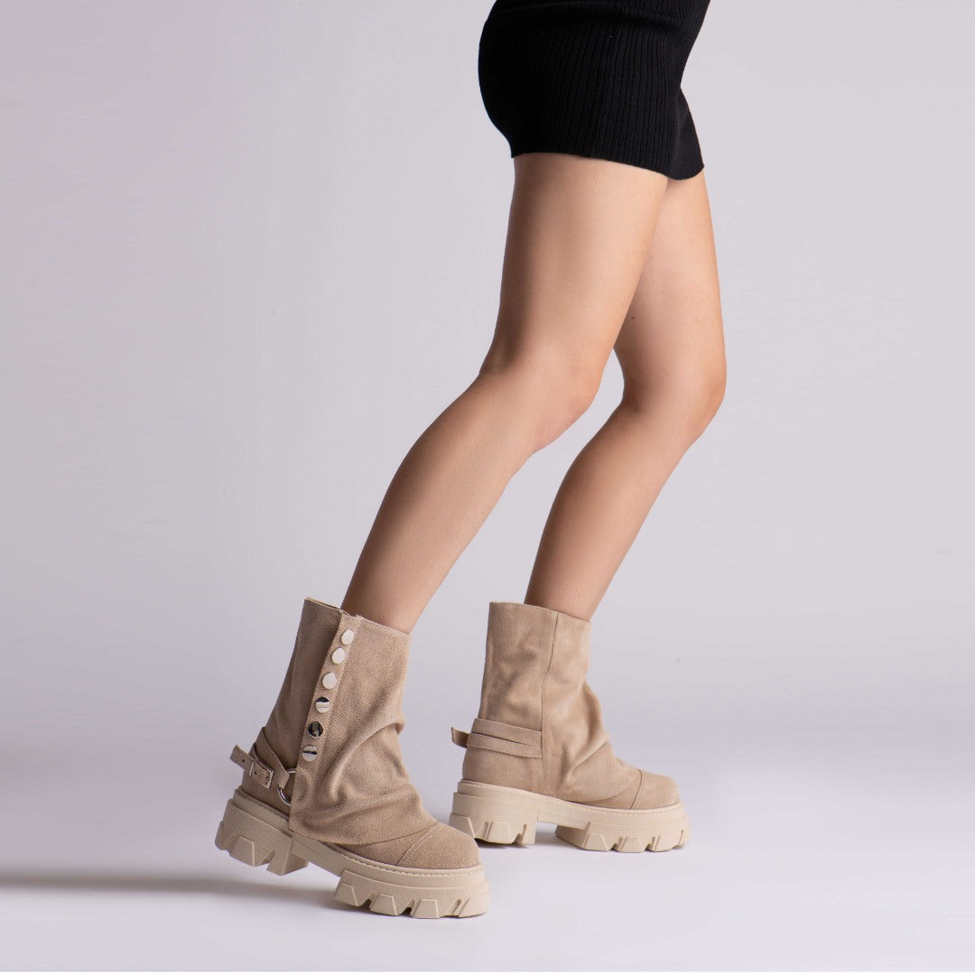 Bocanci Dama Supreme Sand din piele naturala