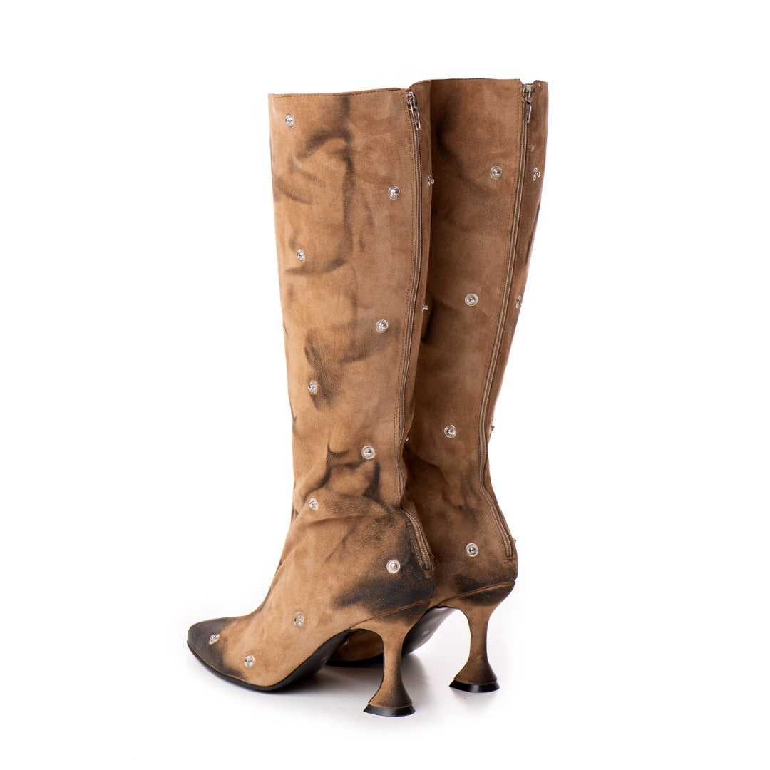 Cizme Annia Brown din Piele Intoarsa