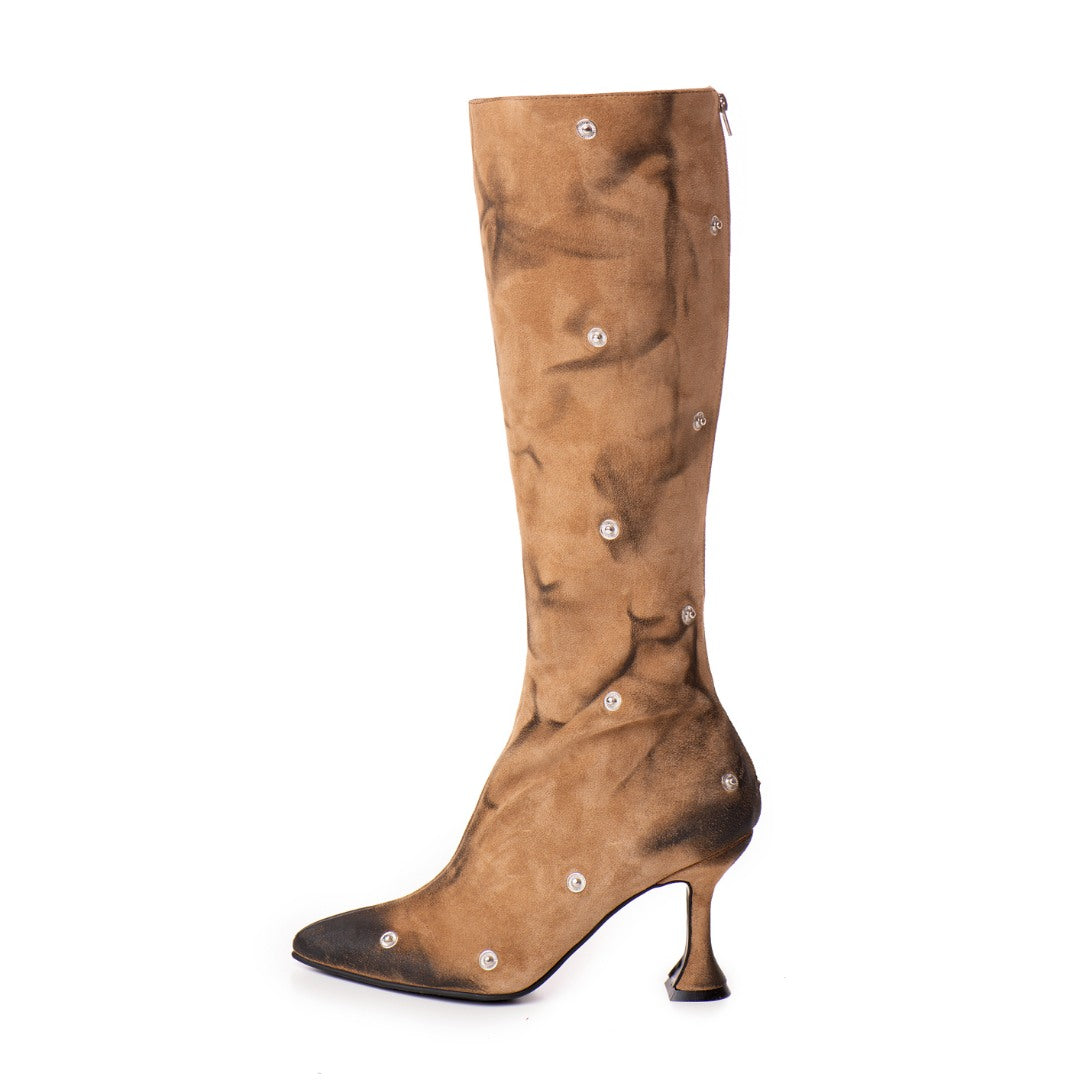 Cizme Annia Brown din Piele Intoarsa