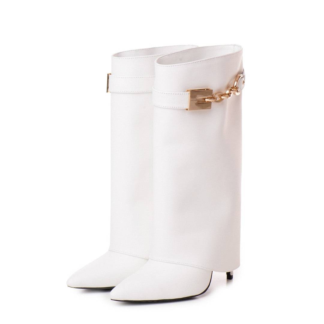 Cizme din Piele Karma Mini White