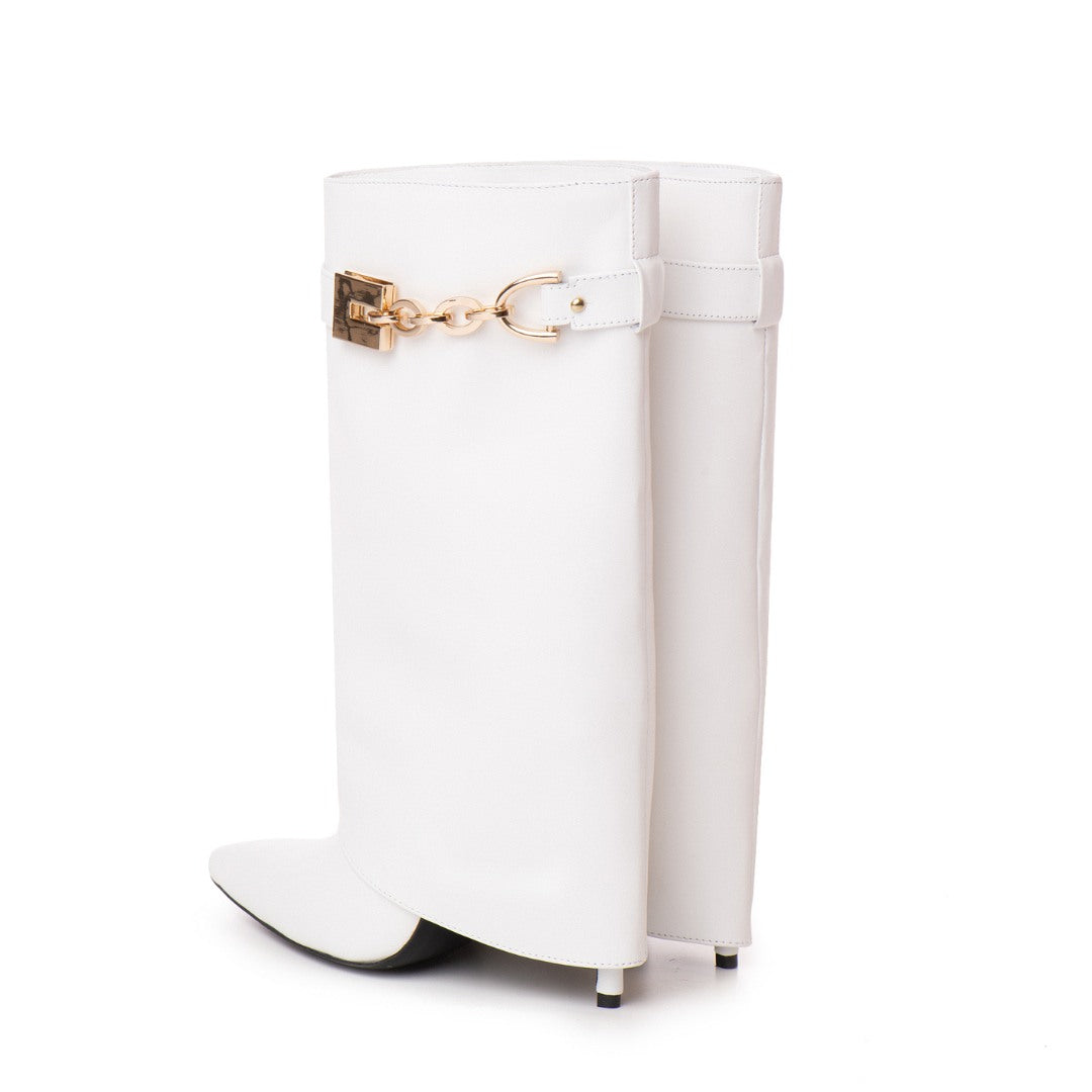 Cizme din Piele Karma Mini White
