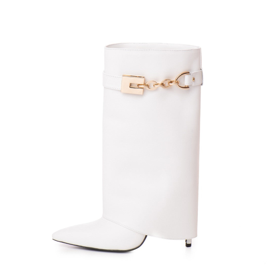 Cizme din Piele Karma Mini White