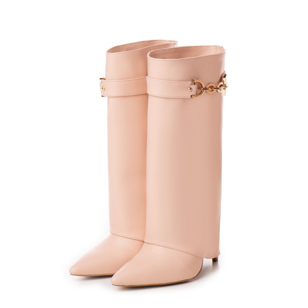 Cizme din Piele Karma Mini Nude