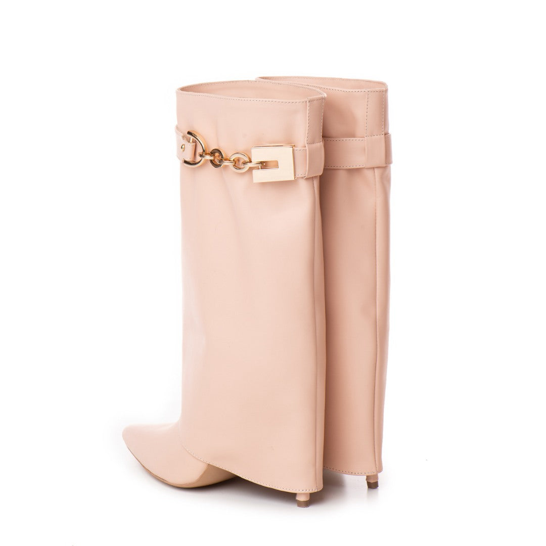 Cizme din Piele Karma Mini Nude