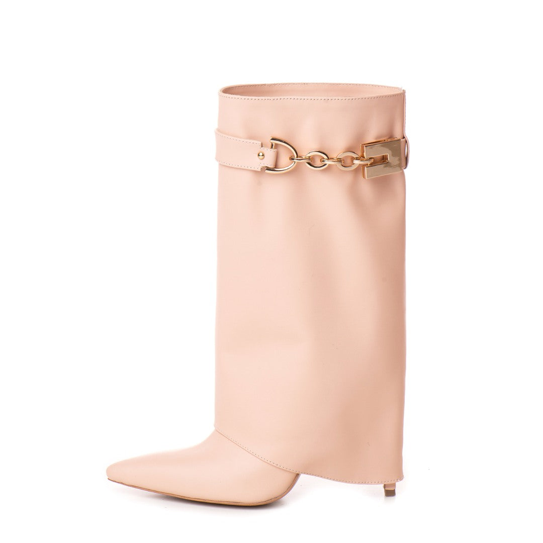 Cizme din Piele Karma Mini Nude