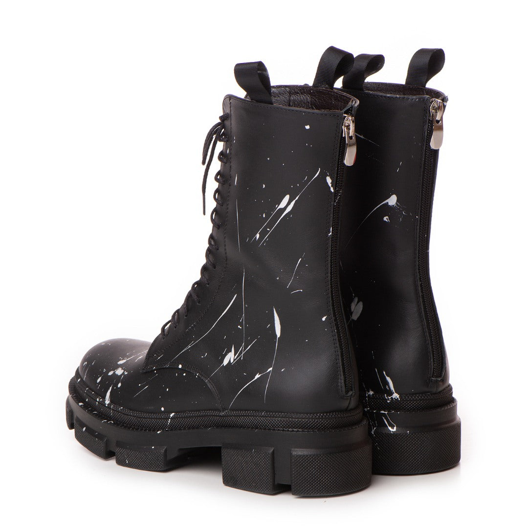 Bocanci Kira Black din piele naturala