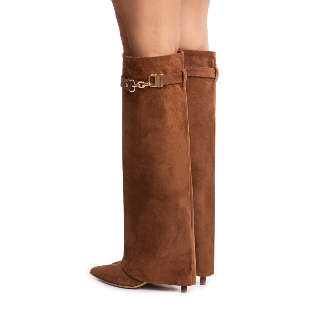 Cizme din Piele Naturala Intoarsa Karma Brown