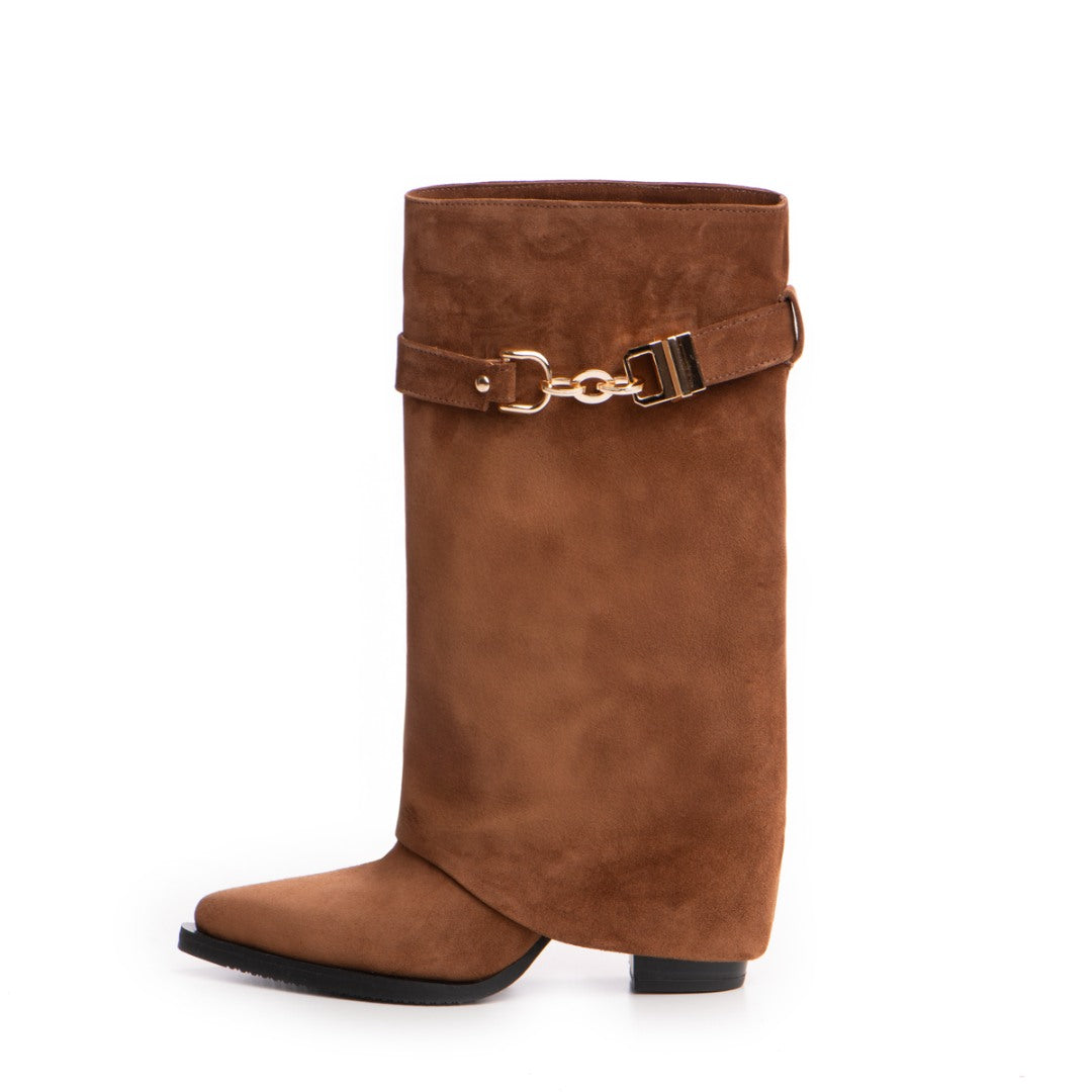 Ciocate din Piele Naturala Intoarsa Mini Karma Brown