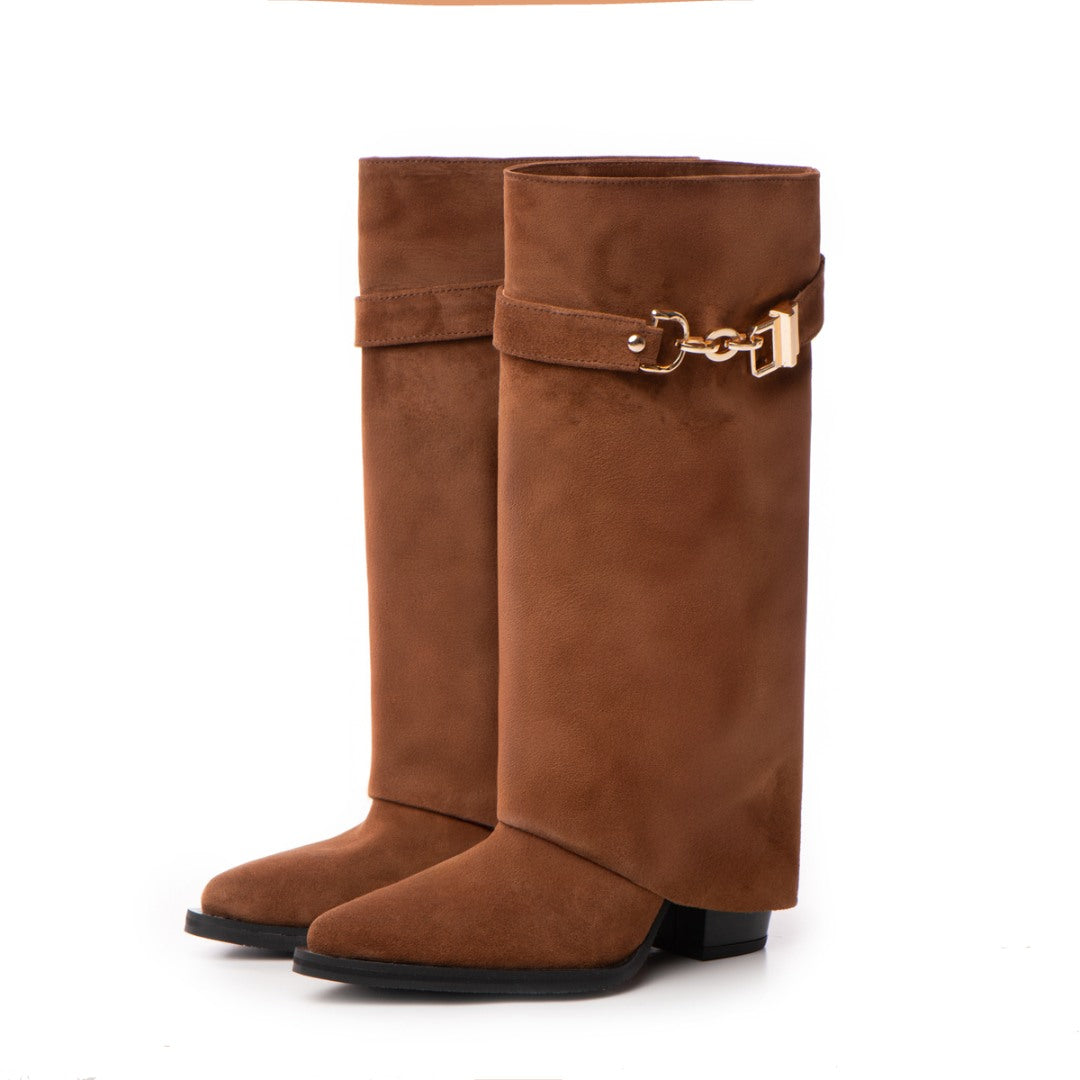 Ciocate din Piele Naturala Intoarsa Mini Karma Brown