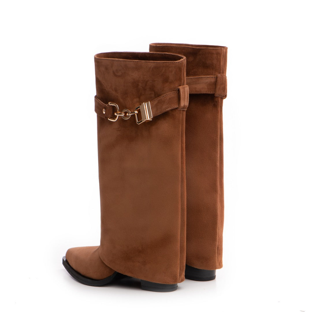 Ciocate din Piele Naturala Intoarsa Mini Karma Brown