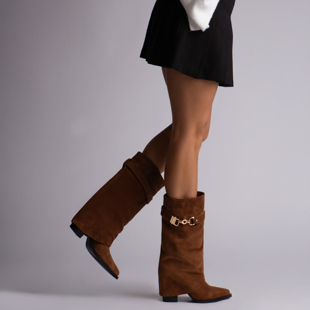 Ciocate din Piele Naturala Intoarsa Mini Karma Brown