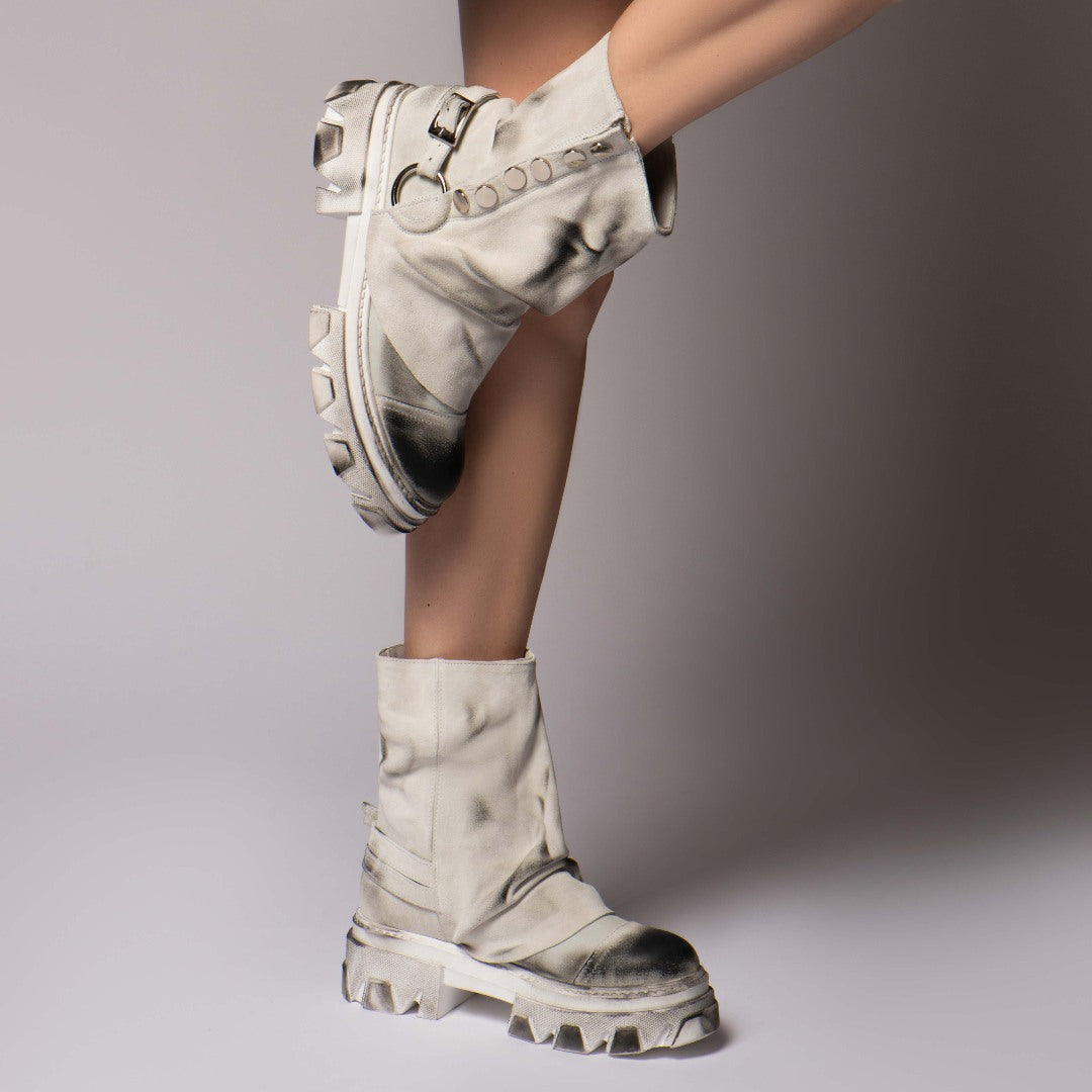 Bocanci Dama Supreme White din piele naturala