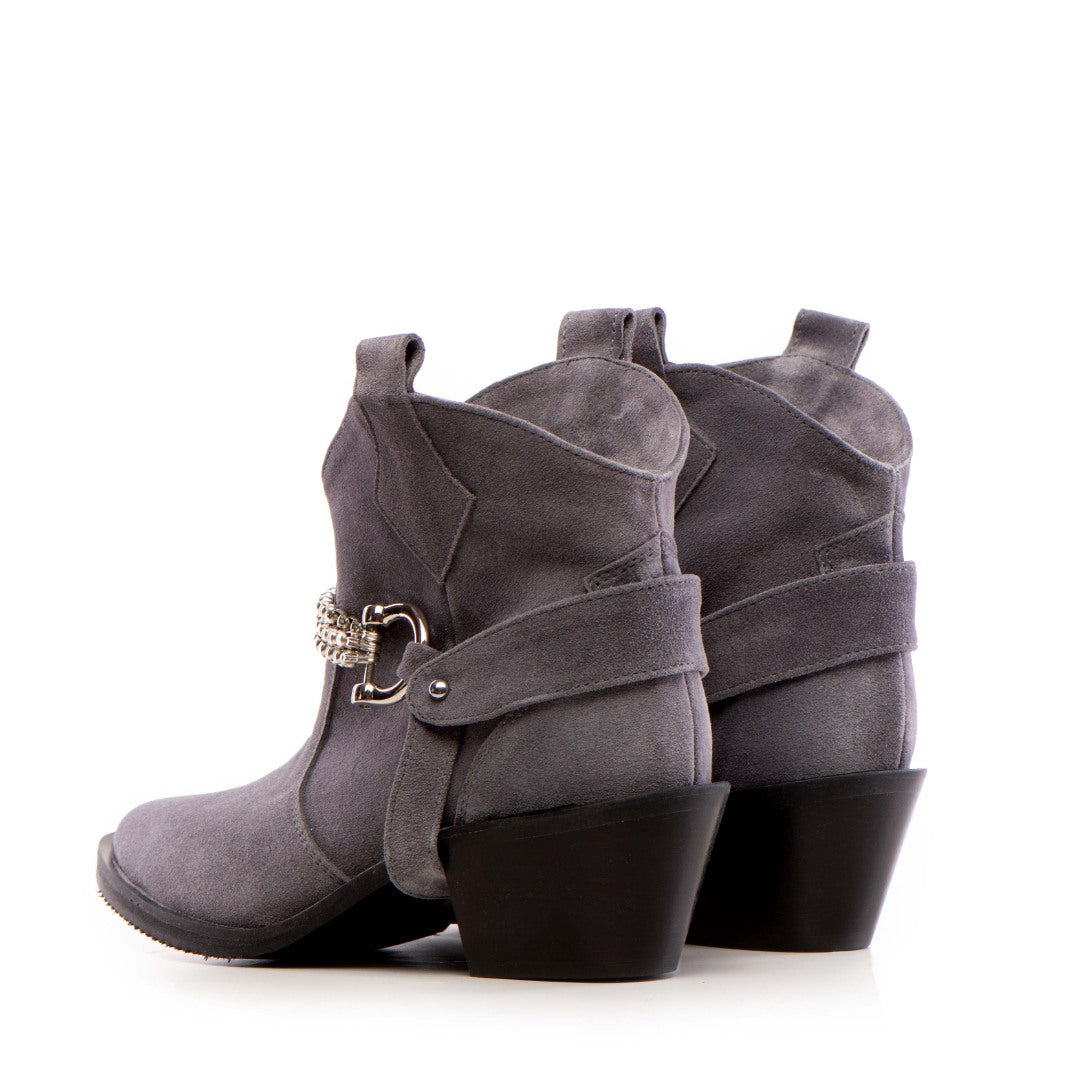 24h Ciocate / Botine Dama Din Piele Intoarsa Amber Grey