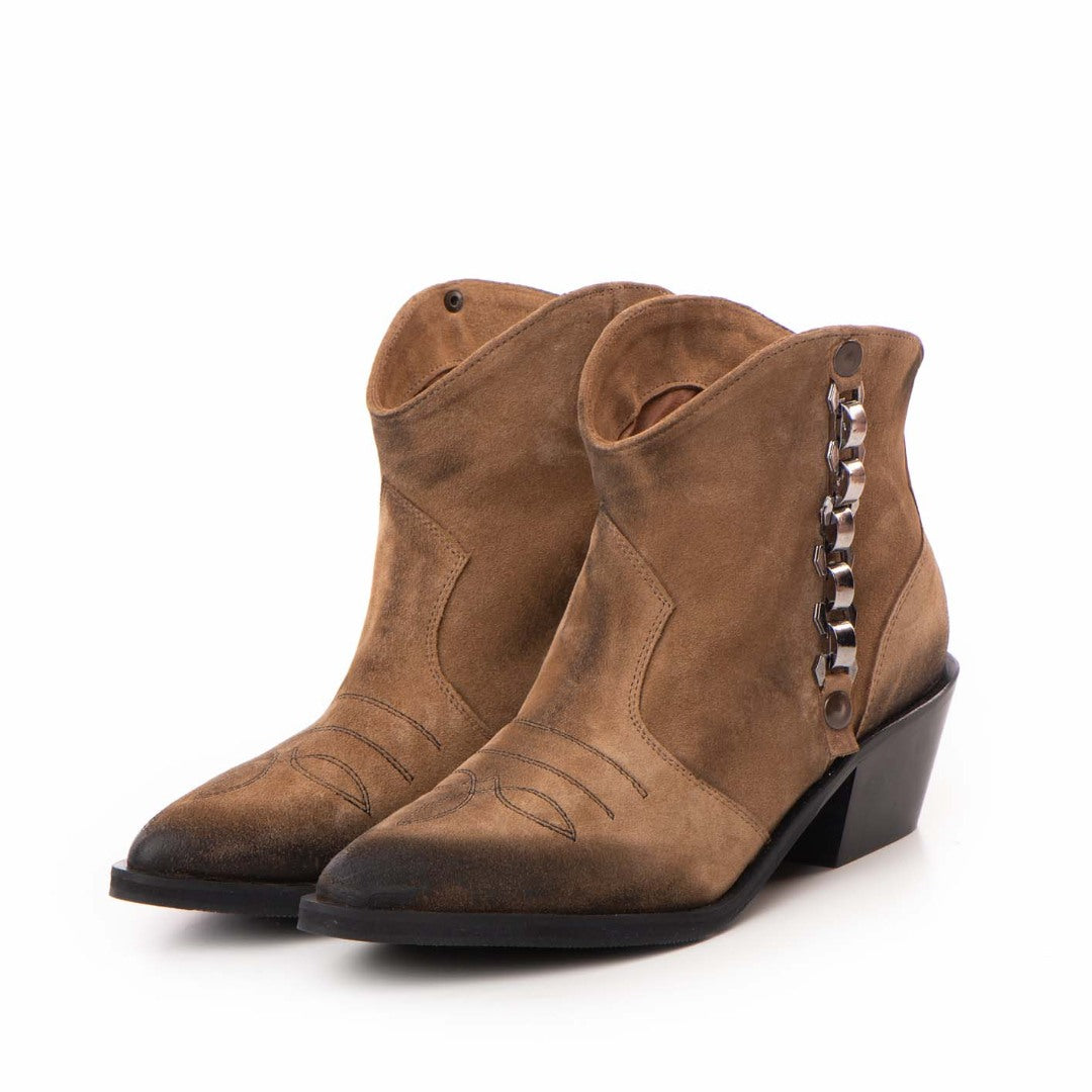24h Ciocate / Botine Dama Din Piele Intoarsa Amber Brown