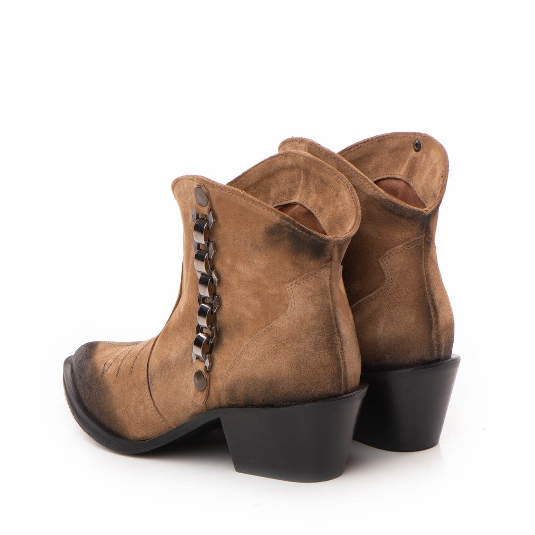 24h Ciocate / Botine Dama Din Piele Intoarsa Amber Brown
