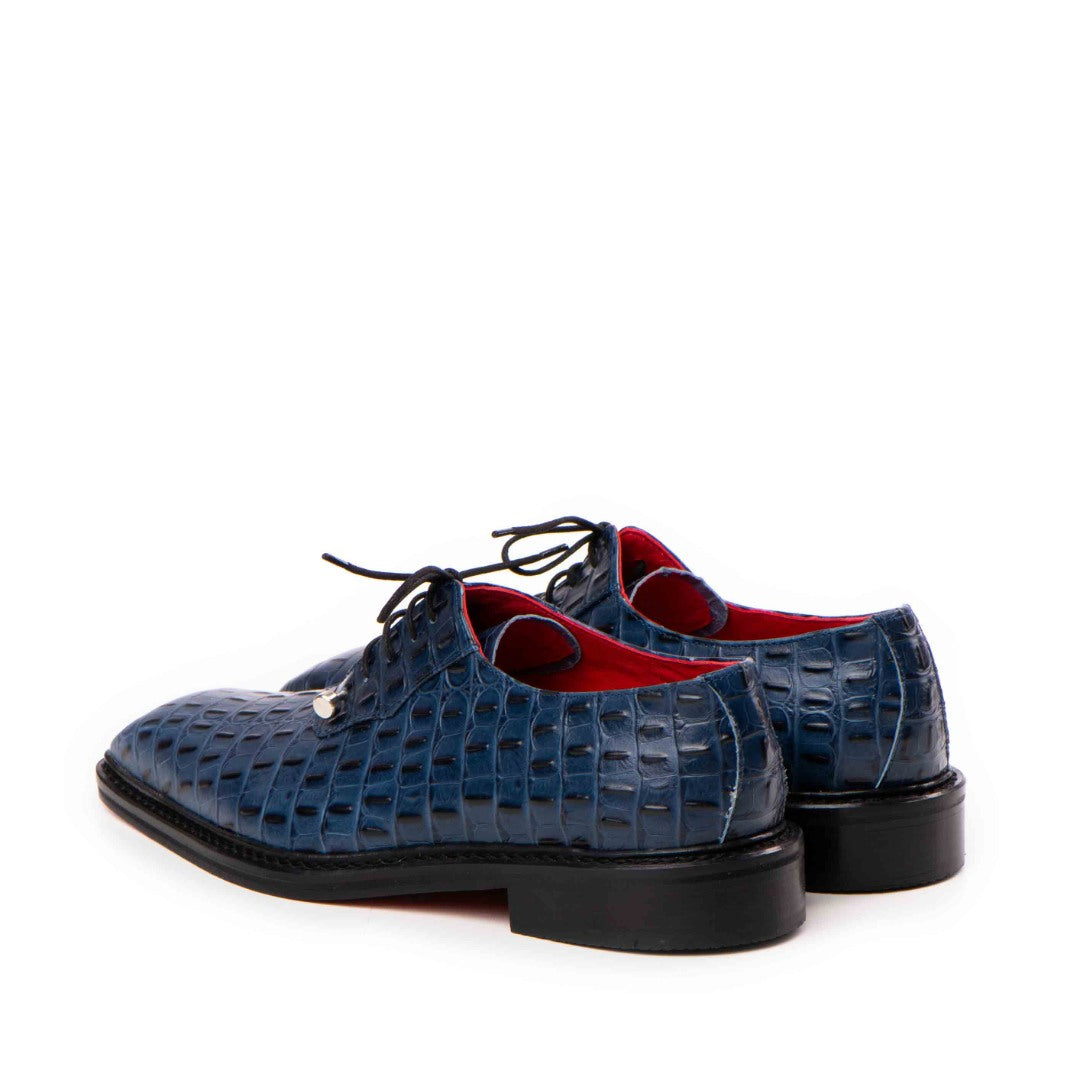 Pantofi de Ceremonie Piele Naturala Cu Imprimeu Albastru