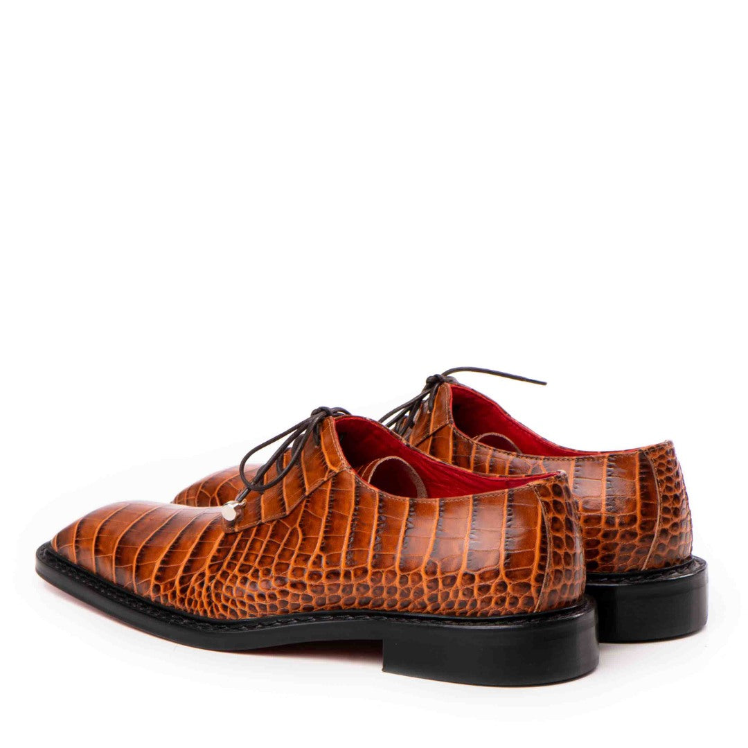 Pantofi de Ceremonie Piele Naturala Cu Imprimeu Maro