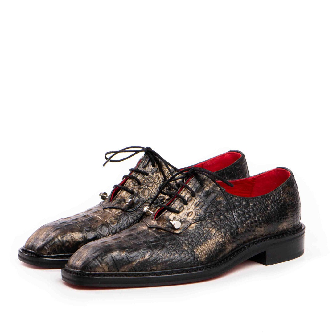 Pantofi de Ceremonie Piele Naturala Cu Imprimeu