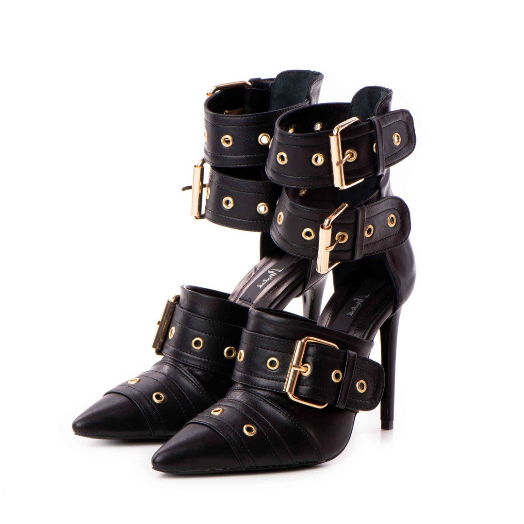 24h Pantofi Alora Black din Piele Naturala