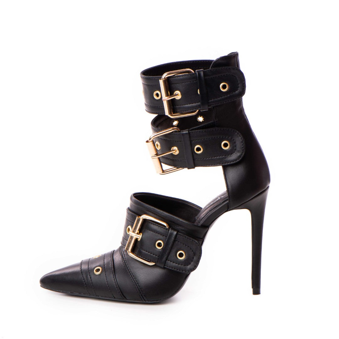 24h Pantofi Alora Black din Piele Naturala