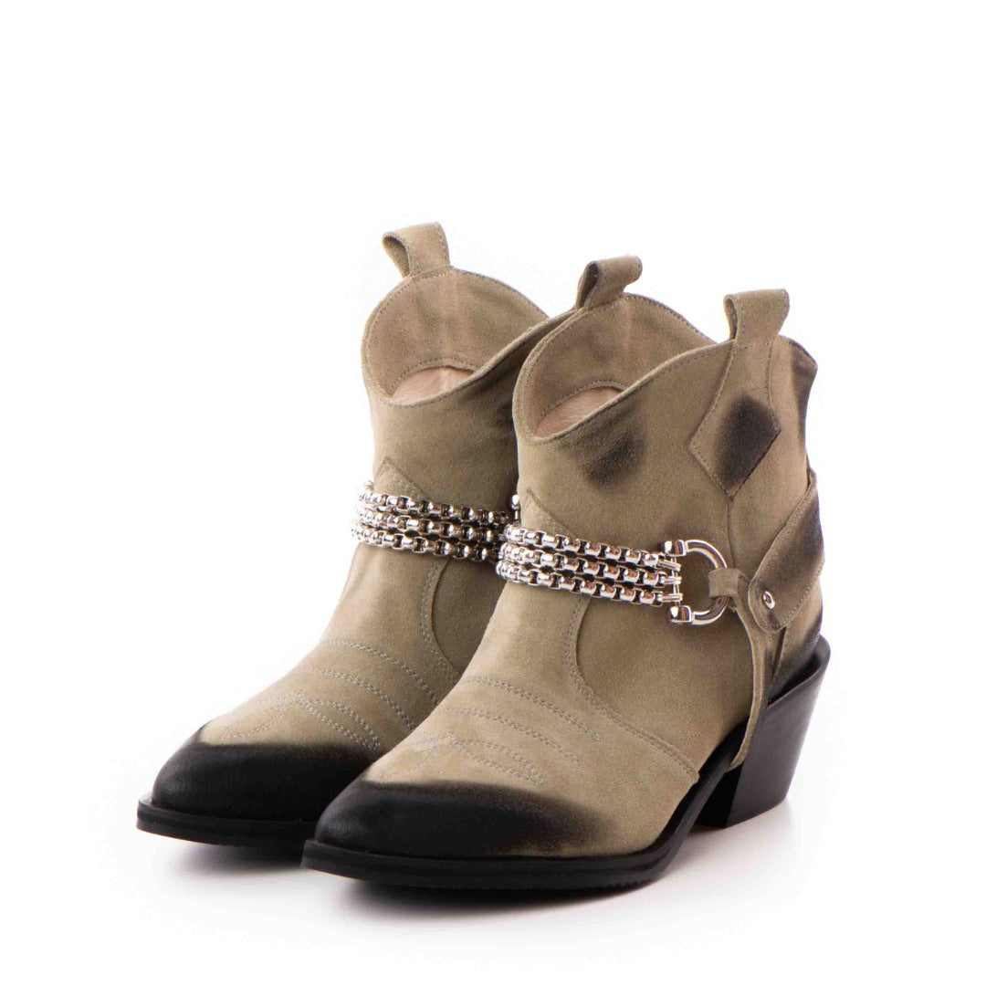 24h Ciocate / Botine Dama Din Piele Amber Khaki Vintage