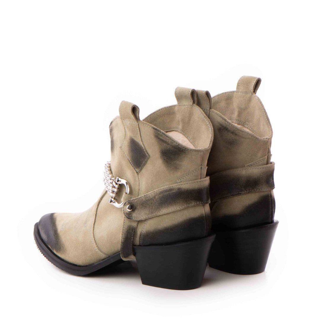 24h Ciocate / Botine Dama Din Piele Amber Khaki Vintage