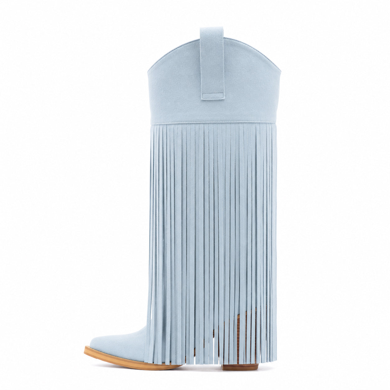 Ciocate dama piele intoarsa Joo Baby Blue franjuri