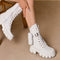 Bocanci Piele Naturala Dama Pocket White Mini