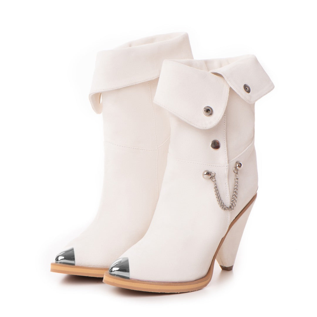 24h Ciocate dama Clare White din piele naturala intoarsa