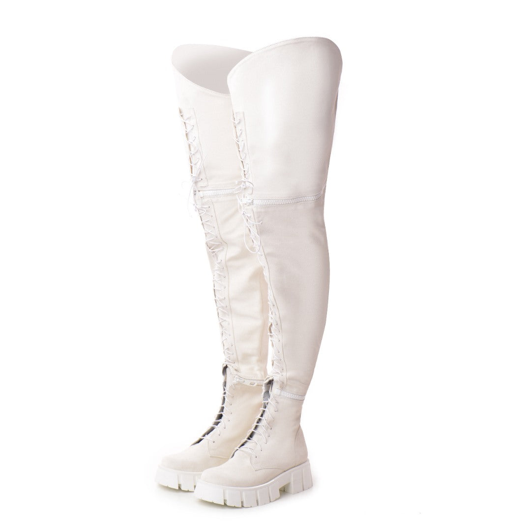 Bocanci Piele Naturala Intoarsa Missie White