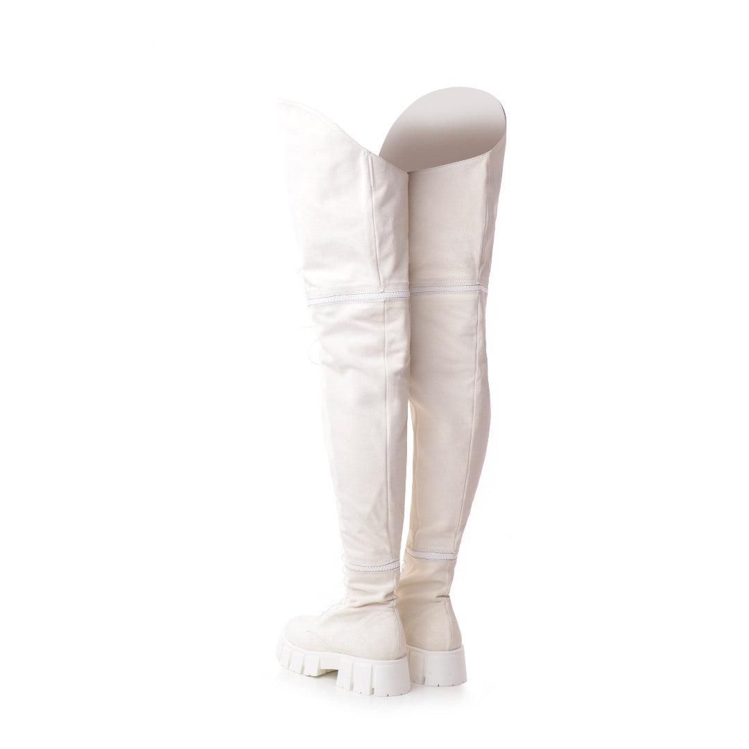Bocanci Piele Naturala Intoarsa Missie White