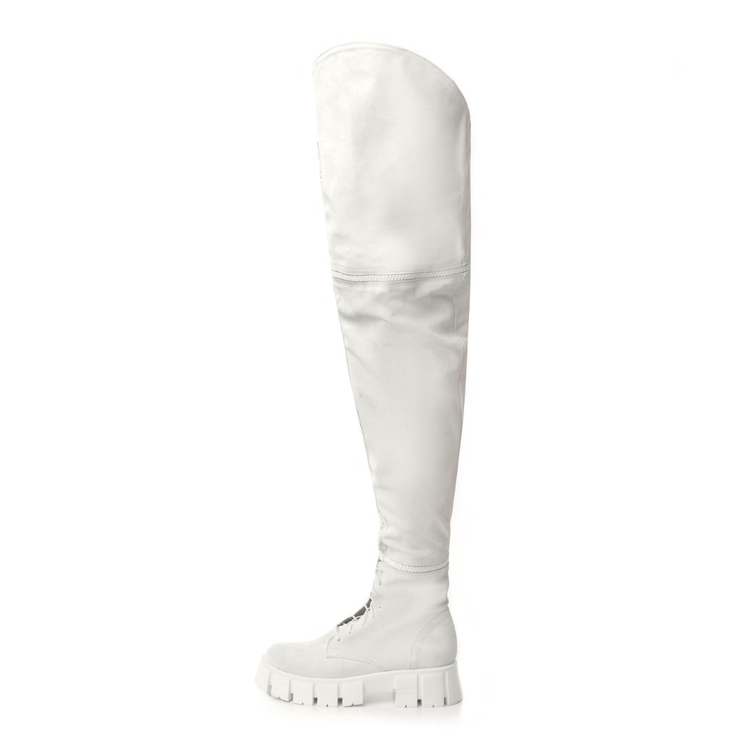 Bocanci Piele Naturala Intoarsa Missie White