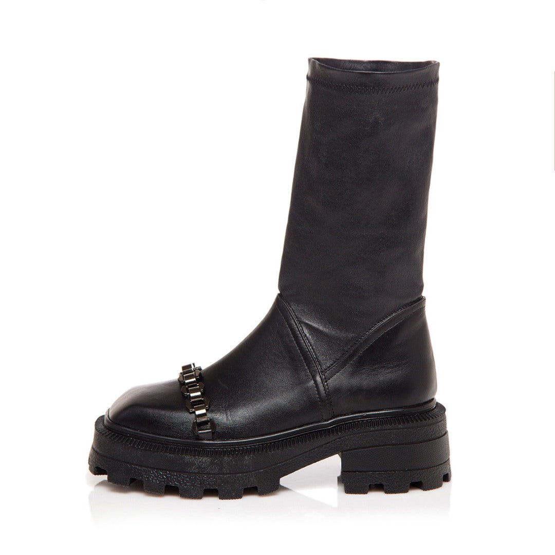 24h Bocanci Chloe Mini din piele naturala neagra