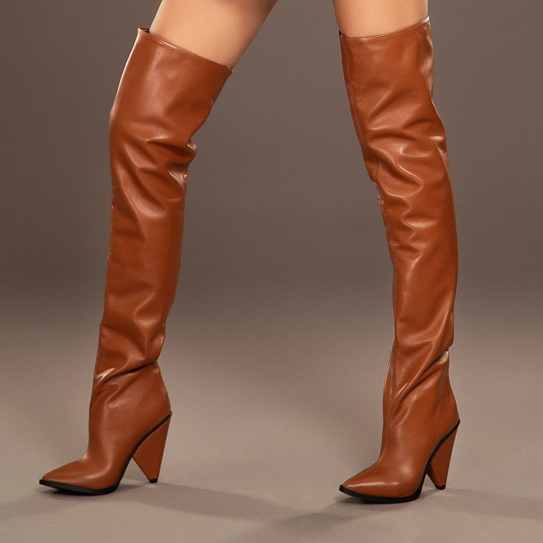 Cizme Lungi Piele Ariadna Brown