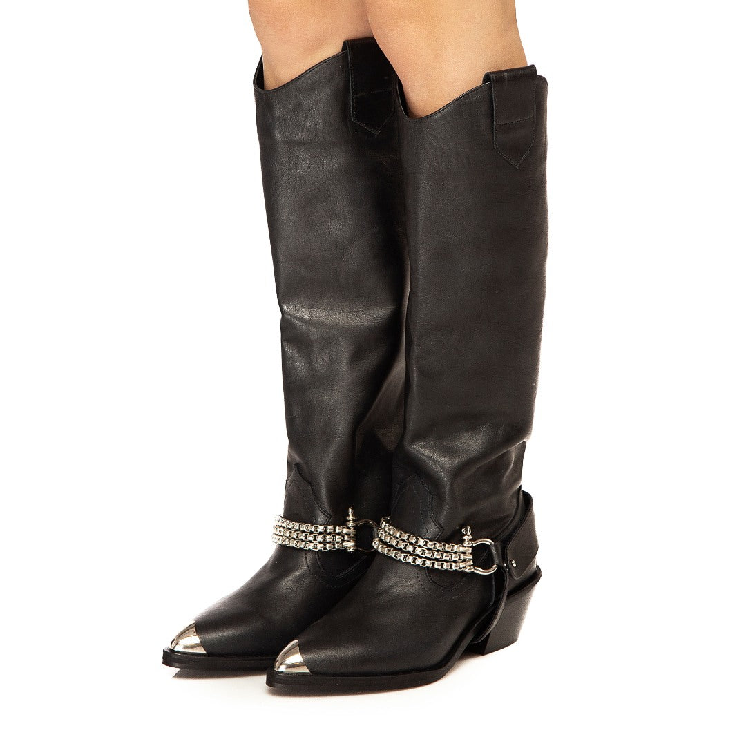 Ciocate lungi din piele naturala Amazon Black