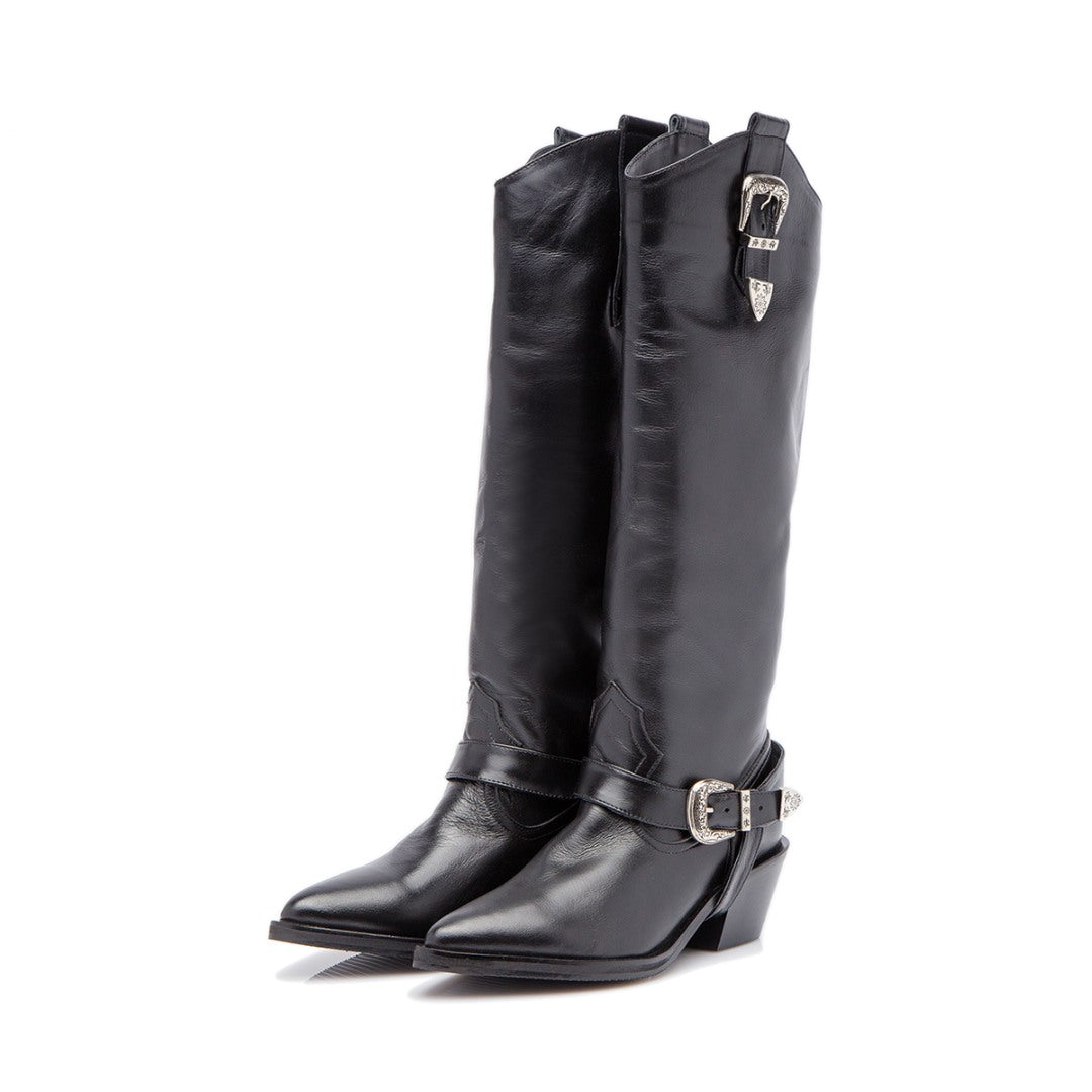 24h Ciocate lungi din piele naturala Karmina Black