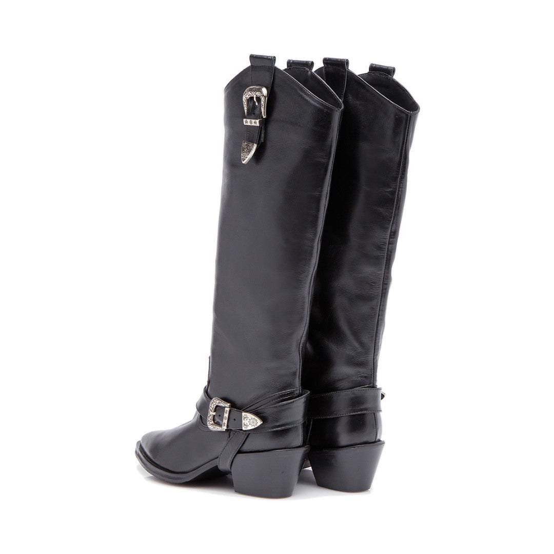 24h Ciocate lungi din piele naturala Karmina Black