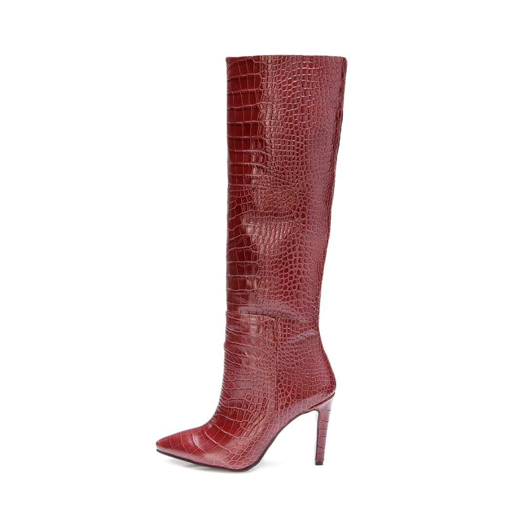 Cizme Khaite Burgundy din piele naturala